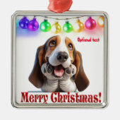 Wachten op Santa Basset Hound Metalen Ornament (Voorkant)