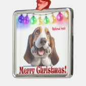 Wachten op Santa Basset Hound Metalen Ornament (Links)