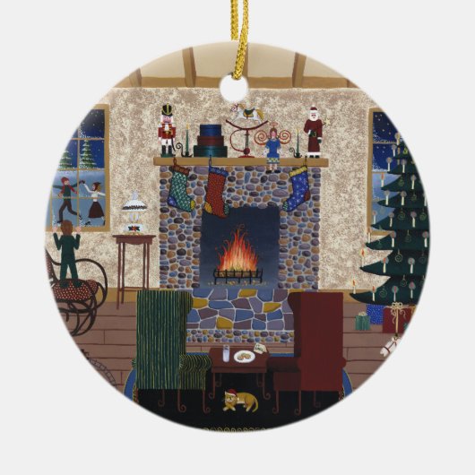 Wachten op Santa Keramisch Ornament (Voorkant)