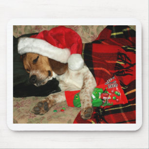 Wachten op Santa-Kerstbeagle hondenmousepad Muismat