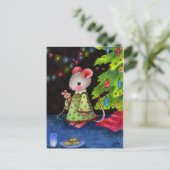Wachten op Santa Mouse - Schattigee kerstkunst Feestdagenkaart (Staand voorkant)