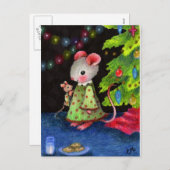 Wachten op Santa Mouse - Schattigee kerstkunst Feestdagenkaart (Voorkant / Achterkant)