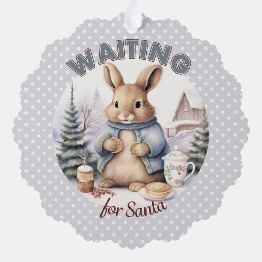 Wachten op Santa Schattig konijnenkerst Ornament Kaart (Achterkant)
