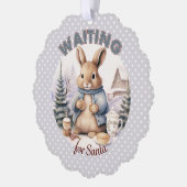 Wachten op Santa Schattig konijnenkerst Ornament Kaart (Links)