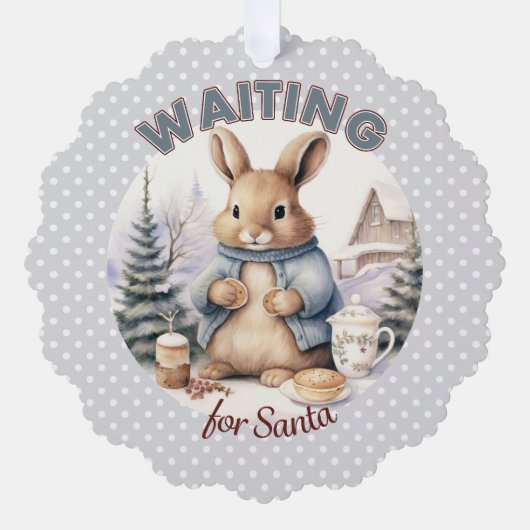 Wachten op Santa Schattig konijnenkerst Ornament Kaart (Voorkant)