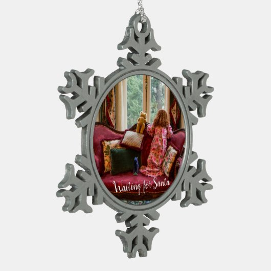 Wachten op Santa ~ Snowflake Framed Ornament (Links)