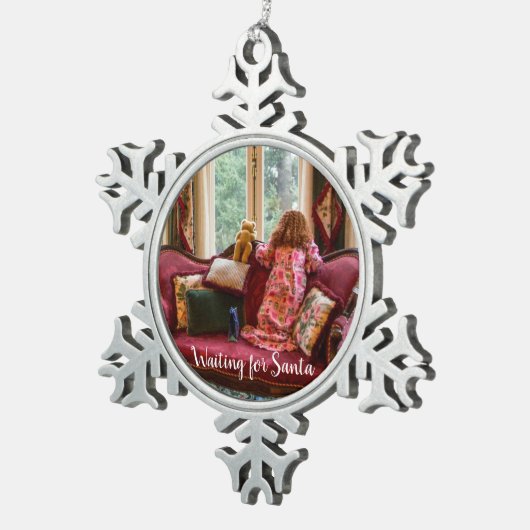Wachten op Santa ~ Snowflake Framed Ornament (Rechts)