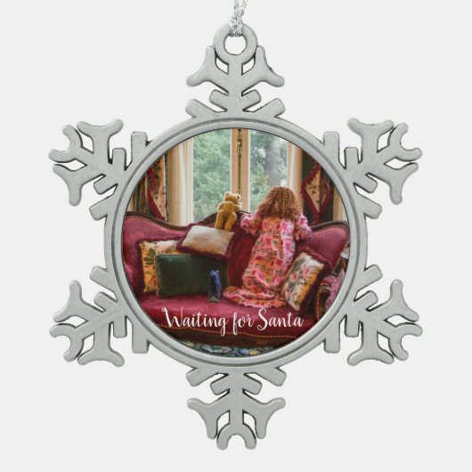 Wachten op Santa ~ Snowflake Framed Ornament (Voorkant)