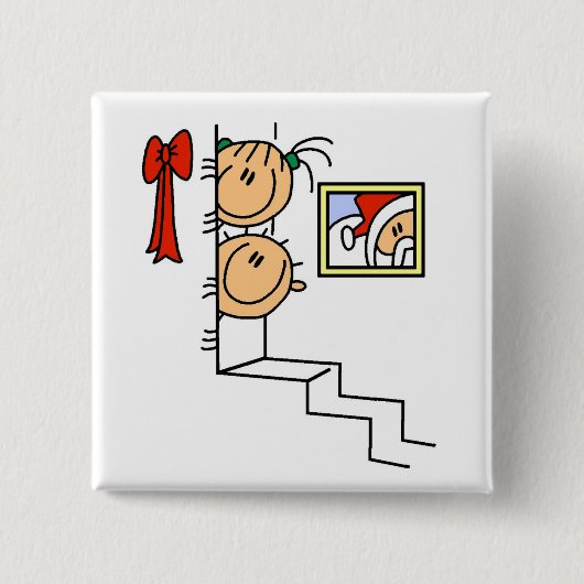 Wachten op Santa T-shirts en cadeautjes Vierkante Button 5,1 Cm (Voorkant)