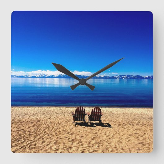 Wachten op Summer op Lake Tahoe Vierkante Klok (Voorkant)