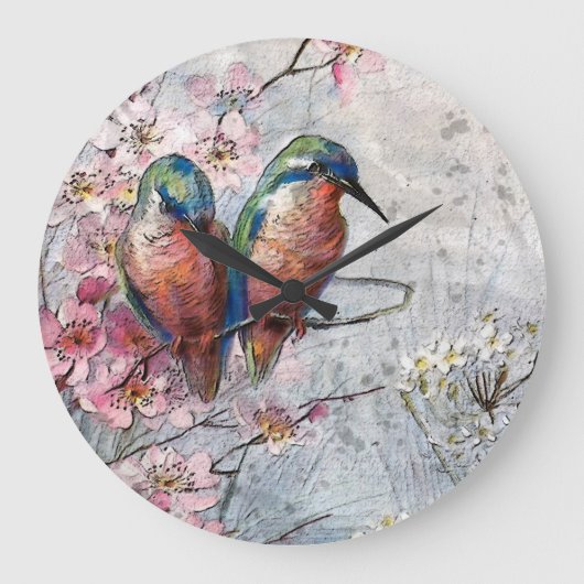 Wachten op Supper Kingfisher Bird Grote Klok (Voorkant)