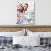 Wachten op Supper Kingfisher Bird Illustratie Canvas Afdruk (Insitu (Slaapkamer))