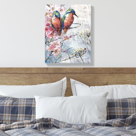 Wachten op Supper Kingfisher Bird Illustratie Canvas Afdruk (Insitu (Slaapkamer))