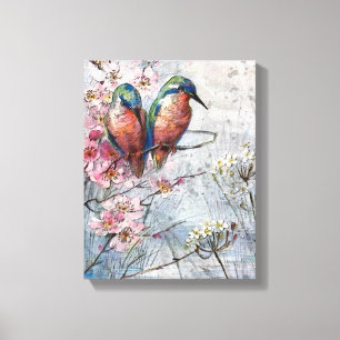 Wachten op Supper Kingfisher Bird Illustratie Canvas Afdruk