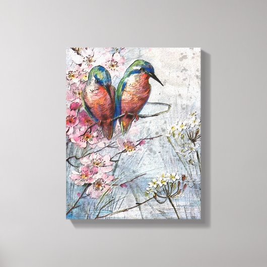 Wachten op Supper Kingfisher Bird Illustratie Canvas Afdruk (Voorkant)