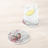 Wachten op Supper Kingfisher Bird Illustratie Zandsteen Onderzetter (Zijkant)