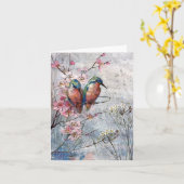 Wachten op Supper Kingfisher Bird Kaart (Gele Bloem)