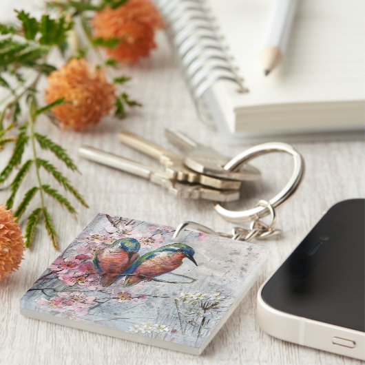 Wachten op Supper Kingfisher Bird Sleutelhanger (Voorkant Rechts)