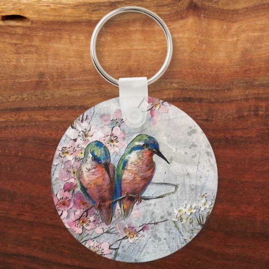 Wachten op Supper Kingfisher Bird Sleutelhanger (Achterkant)