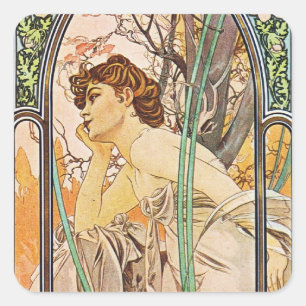 Wachten op vrouw vierkante sticker