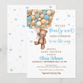 Wachten op warm luchtballon Baby shower (Boy) Kaart