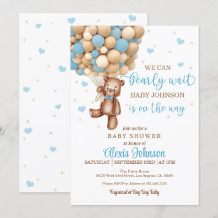 Wachten op warm luchtballon Baby shower (Boy) Kaart