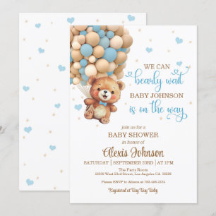 Wachten op warm luchtballon Baby shower (Boy) Kaart