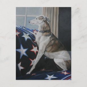 Wachten op Whippet Dog Art Briefkaart