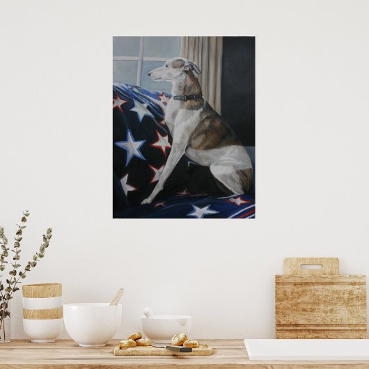 Wachten op Whippet Dog Art Poster (Keuken)