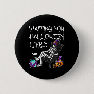 Wachten tot Halloween als enge skelet voor mannen Ronde Button 5,7 Cm