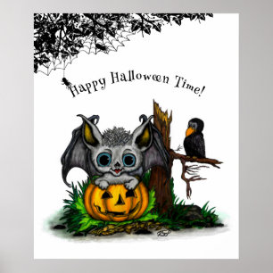 Wachten tot Halloween, Mooie Vleermuis en Raaf Poster