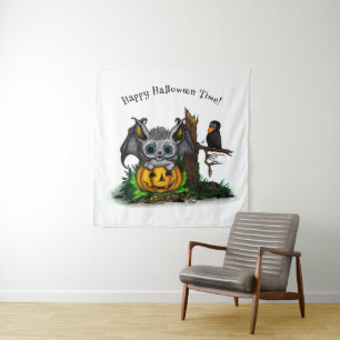 Wachten tot Halloween, Mooie Vleermuis en Raaf Wandkleed