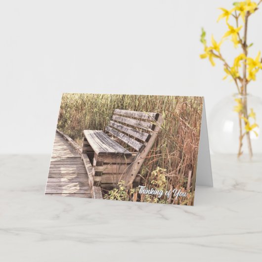 Wachtend op Bench - Denken aan kaart (Gele Bloem)