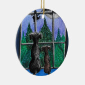 wachtend op de Kerstman hond  Keramisch Ornament (Rechts)