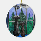 wachtend op de Kerstman hond  Keramisch Ornament (Links)