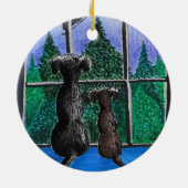 wachtend op de Kerstman hond  Keramisch Ornament (Achterkant)