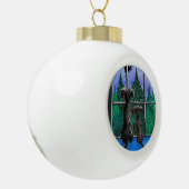 wachtend op de Kerstman hond Keramische Bal Ornament (Links)