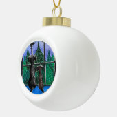wachtend op de Kerstman hond Keramische Bal Ornament (Rechts)