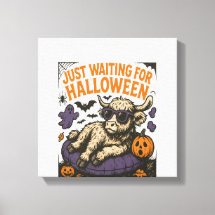 Wachtend Op Halloween Highland Rund Canvas Afdruk