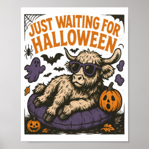 Wachtend Op Halloween Highland Rund Poster