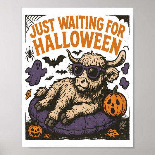 Wachtend Op Halloween Highland Rund Poster (Voorkant)