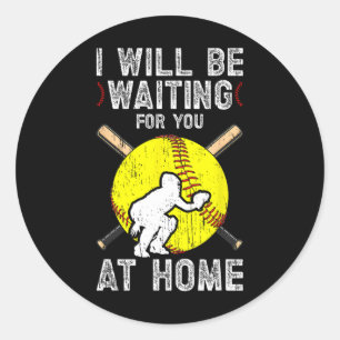 Wachtend op jou meisjes Softll Catcher Softll Spel Ronde Sticker