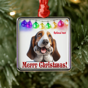 Wachtend op Kerstman Basset Hound  Metalen Ornament