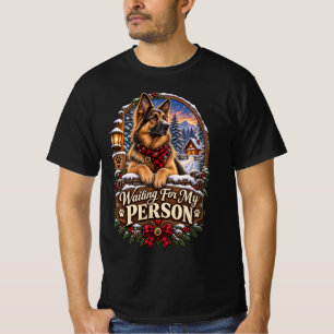 Wachtend op mijn persoon Duitse Herdershond Kerst T-shirt