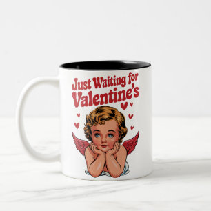 Wachtend op Valentijnsdag Retro Baby Cupid Liefde Tweekleurige Koffiemok