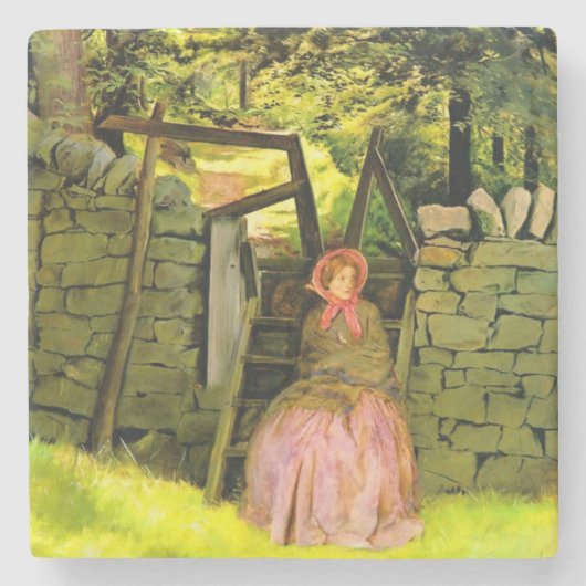 Wachtende vrouw (John Everett Millais) Stenen Onderzetter (Voorkant)