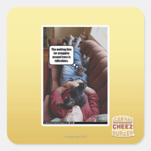 Wachtlijn voor knuffels vierkante sticker