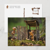 Wachtrij voor het toilet op de camping briefkaart (Voorkant / Achterkant)