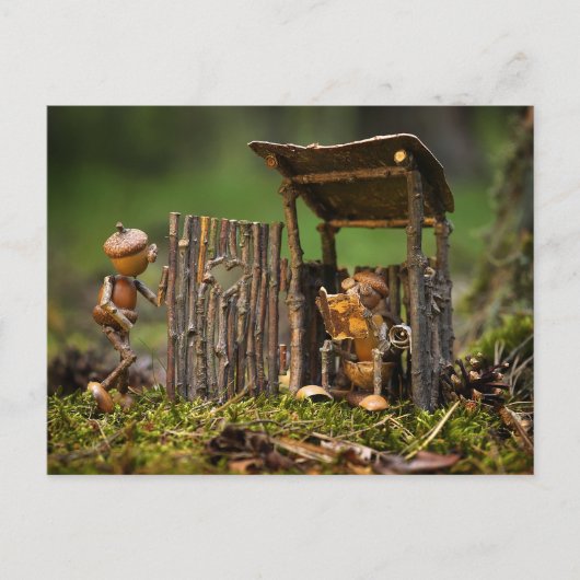 Wachtrij voor het toilet op de camping briefkaart (Voorkant)