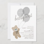 Wachttijd Beer Genderneutraal grijs Baby shower Kaart (Voorkant)
